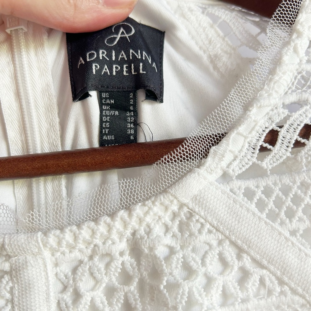 Adrianna Papell Striped Lace Shift Dress, Ivory, Size 2, preowned - Picture 4 of 7